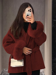 New Autumn/Winter Sophisticated Style Tie-Strap Coat for Women, Elegant and High-End, Overcoat
