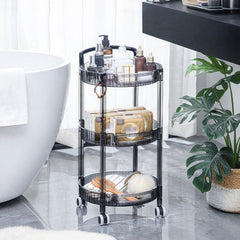 1pc 3-layer Slim Rolling Storage Cart with 4-Wheel Mobility, Practic Plastic Kitchen Storage Trolley with Handle and Hook, Multifuctional Shelving Unit Storage Rack Oganizer for Snack, Book, Sundries in Bathroom, Bedroom, Kitchen & Home Organization