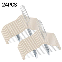 2025 Flocked Non-Slip Hangers 12/24 Pack - Velvet Clips Hangers for Pants, Skirts, Trousers, Space Saving Closet Organizer, Wardrobe Storage Hangers for Home, Dormitory, Clothes Organization