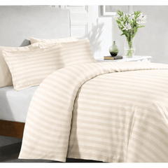 FAURA TEXTILES -Ultra Soft Striped Duvet Cover Set with Pillowcases – Elegant Modern Bedding Set, Smooth Comfortable Finish, Easy Care, Single Double King Super King Sizes