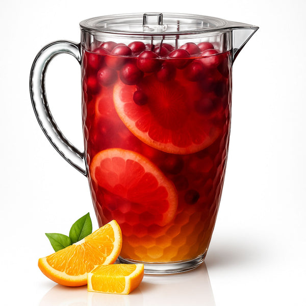 Clear Plastic Jugs 2 Litre - Plastic Jug with Lid and Vented Spout, Large Pitcher Jug for Picnics, BBQ, Cocktails, Indoor/Outdoor use, Water Jug