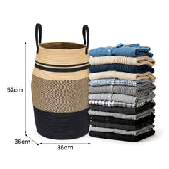 Large Foldable Laundry Hamper – Woven Rope Basket with Sturdy Handle for Dirty Clothes, Blankets & Toys – Ideal for Bedroom, Living Room Storage