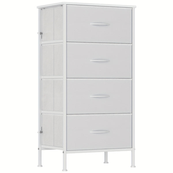 4-Drawer Chest Of Drawers with Metal Frame & MDF Wooden Top, Adjustable Feet, Anti-Tip Safety, Spacious Storage Unit for Bedroom Or Living Room (45x30x91cm/ 17.7x11.8x35.8inch)