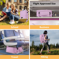 Travel Backpack Cabin Bag Fits EasyJet 45×36×20 / Ryanair 40×30×20, Airline Approved Underseat Travel Backpack with Laptop Compartment, Carry-On Luggage, Travel Bag for Women, Lightweight Carry-On Bag for Work, School or Weekend Trips, Purple