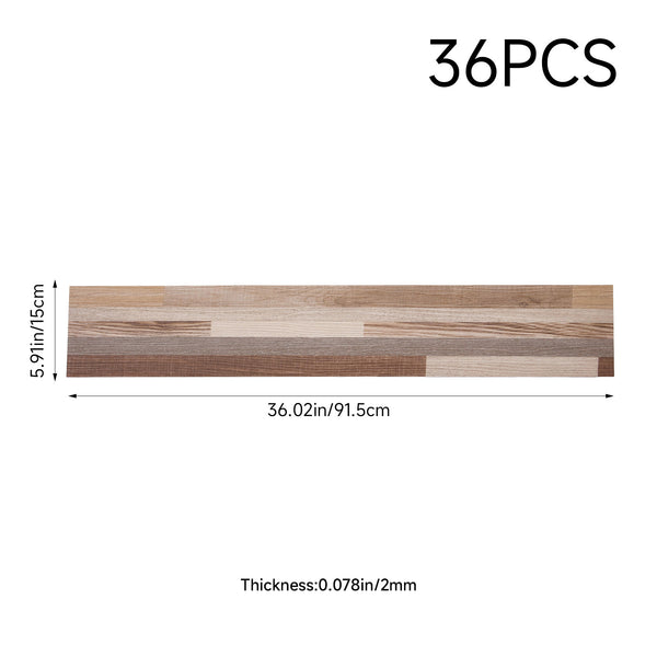 36pcs - 2mm Thickened PVC Self-adhesive Flooring, Silent Wood-grain Effect Floor Tiles with Wear-resistant UV Coating for Easy Cleaning. Specifically Designed for Pet Dens, Kitchens, Balconies, Bedrooms and Rental Property Refurbishments To Enhance Home C