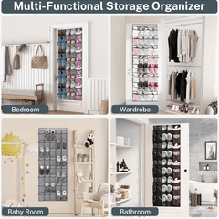 40-Tier Heavy-Duty Over-the-Door Hanging Storage Bag | FOBIANJIE Transparent Window Plastic Storage Bag with 40 Large Pockets - Space-Saving Multi-Functional Cabinet Organizer Suitable for Toys, Shoes, Clothes