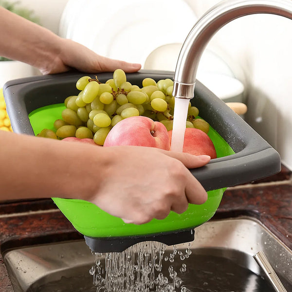 1pc Collapsible Colander, Colander Strainer Over The Sink, Vegetable & Fruit Colanders Strainers With Extendable Handles, New Kitchen Essentials Perfect For Over The Sink Veggies And Fruit, Foldable Strainer For Kitchen, Kitchen Accessories