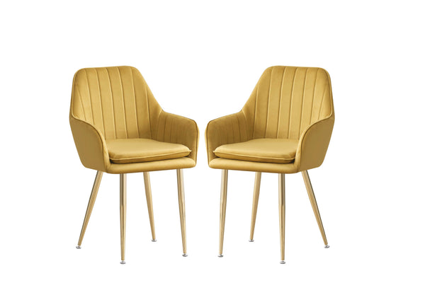 MOF Velvet Dining Chairs Kitchen Chairs Living Room Chairs with Sturdy Metal Legs Reception Chairs with Backrest and Padded Seat