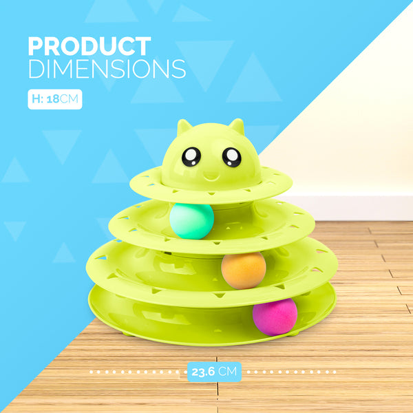 FurDreams Cat Roller Ball Toy Interactive - 3 Tier Tower Fun Cat Ball Track Toy, 3 Level Pet Teaser Toy for Interactive Play, Kitten Fun Puzzle Toy for Exercise & Stimulation