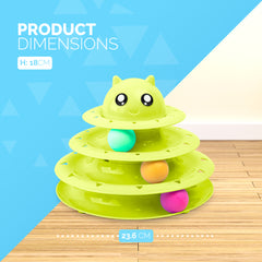 FurDreams Cat Roller Ball Toy Interactive - 3 Tier Tower Fun Cat Ball Track Toy, 3 Level Pet Teaser Toy for Interactive Play, Kitten Fun Puzzle Toy for Exercise & Stimulation
