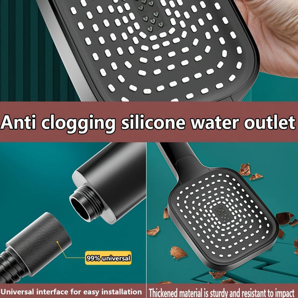 Large area shower spray Silvery head with 3 adjustable modes high-pressure water-saving flow shower faucet