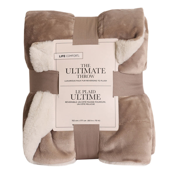 Life Comfort Faux Fur Ultimate Throw 152 x 177 cm in Chateau