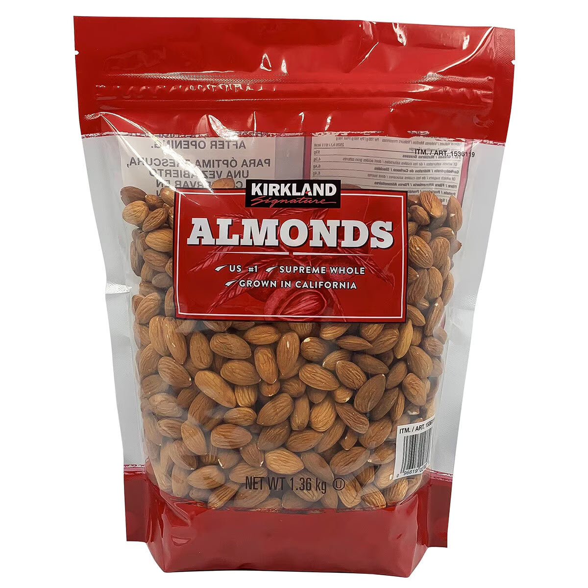 Kirkland Signature Whole Almonds, 1.36Kg