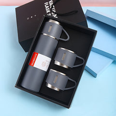 2pcs Set Stainless Steel Vacuum Flask, 500ml/16.9oz Insulated Travel Cup, Reusable & Machine Washable, Multipurpose for Hot/Cold Drinks, Gift Packaging