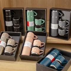 2pcs Set Stainless Steel Vacuum Flask, 500ml/16.9oz Insulated Travel Cup, Reusable & Machine Washable, Multipurpose for Hot/Cold Drinks, Gift Packaging