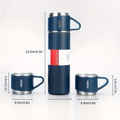 2pcs Set Stainless Steel Vacuum Flask, 500ml/16.9oz Insulated Travel Cup, Reusable & Machine Washable, Multipurpose for Hot/Cold Drinks, Gift Packaging
