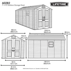 Lifetime 7ft x 12ft (2.1 x 3.6m) Storage Shed - Model 60282