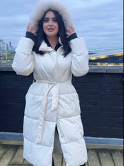 Long Belted Puffer Coat Winter Wonderland Outfit Women Casual Jacket, Versatile Winter Outerwear With Chic Design, Perfect For Everyday Fashion And Cold Weather Comfort