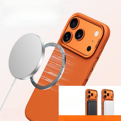 Phone Case: New Magnetic Ultra-thin Kevlar Phone Case Compatible with iPhone 17 Pro Max Fine Grid Pattern Anti-drop Lens Protection Protective Cover
