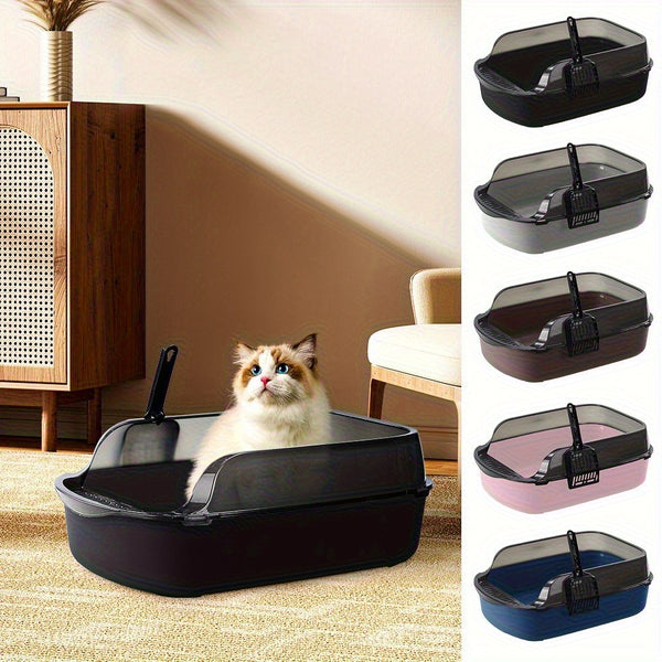 Extra Large Open Cat Litter Tray High Sided Deep Jumbo Rim Pan Box Loo Toilet Large Open Cat Litter Tray High Sided Deep Jumbo Pan Box Loo Toilet Cat Centre Extra Large High-Sided Cat Litter Box - Semi-Enclosed Design with High Walls for Cats & Rabbits, E