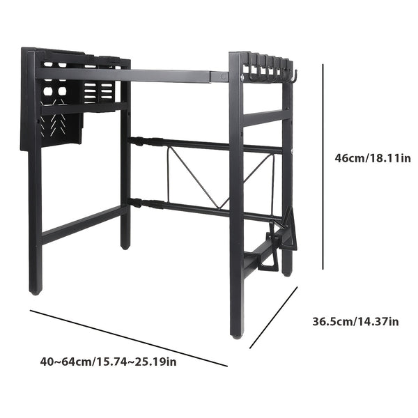 2/3 Layer Expandable Kitchen Microwave Stand with 6 Hooks, Designed for Efficient Utensil Organization, Adjustable Width Fits Most Microwaves, Promoting Orderliness And Ease In The Kitchen Festival Gifts