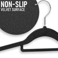 Velvet Hangers 30 Pack - Non-Slip Clothes Hangers with Tie Bar & 360° Hook - Durable & Sturdy, Space-Saving Wardrobe Organisers for Suits, Jackets & Clothes