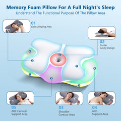 Cervical Neck Pillows for Neck and Shoulder, Odorless Memory Foam Pillow with Cooling Silk Case, Orthopedic Pillow Neck Support - Gray
