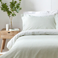Yard Hebden 100% Cotton Green Stripe Duvet Cover Set in 4 Sizes