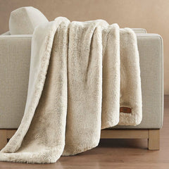 FRYE Luxe Faux Fur Throw in Beige, 152 X 177 Cm