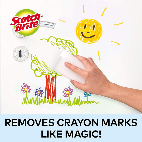 Scotch-Brite Magic Easy Eraser Sponge, Melamine Cleaner, Value Pack of 12 Pads - Removes Stains from Walls, Shoes, Sinks & More without Chemicals, White