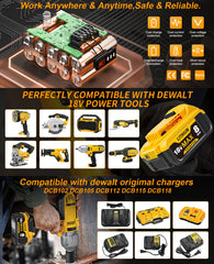 1/2/4pcs 18V 8.0Ah Battery Replacement for Dewalt Power Tool for Dewalt Battery 18V DCB180 DCB181 DCB182 DCB184 DCB200 DCB201 DCB204 And Cordless Power Tools with LED Indicator