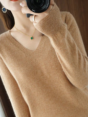2026 New Women'S V-Neck Sweater Soft Warm Long Sleeve Pullover