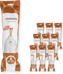 Brabantia Perfectfit Bin Liners (Size G/23-30 Litre) Thick Plastic Trash Bags with Tie Tape Drawstring Handles (40 Bags)
