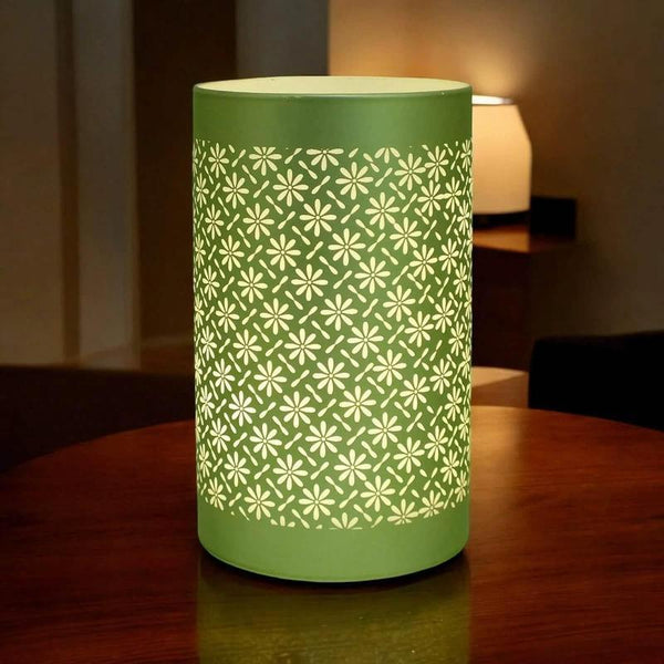 LED Table Lamps Battery Operated Cordless Desk Lights | Blue Green or Pink Flower Petal Design