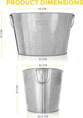 LIVIVO Galvanised Steel 24L Drinks Ice Cool Bucket with Handles - Great for Parties, BBQs and Bars Cooling Bottles, Cans of Beer or Soft Drinks