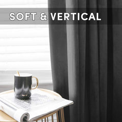 2pc Luxury Velvet Curtain Panels with Free Matching Velvet Cushion Cover – Thermal Insulated Grommet Top Drapes, Energy Saving Curtain Panels for Bedroom & Living Room Home Decor, Perfect Holiday Gift