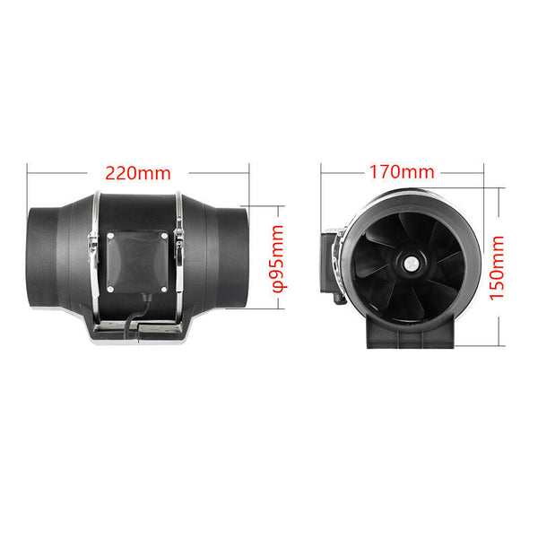 Inline Duct Fan with EC Motor, IP54 Ventilation & Extractor Fan, Low Noise for Bathroom, Kitchen, Grow Tent & Basement