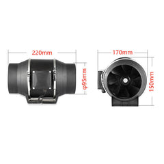 Inline Duct Fan with EC Motor, IP54 Ventilation & Extractor Fan, Low Noise for Bathroom, Kitchen, Grow Tent & Basement