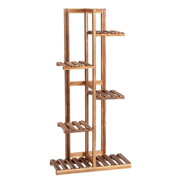5-Tier Wood 6 Pots Plant Stand Free-Standing Display Shelf