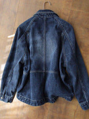 Women's Oversized Denim Jacket - 2025 New Style Collar & Chest Pocket, Youthful Age-Defying Fit, Casual to Dressy Coat for Jeans Blazer (Machine Washable, Spring/Fall Outerwear) - Versatile College to Workwear