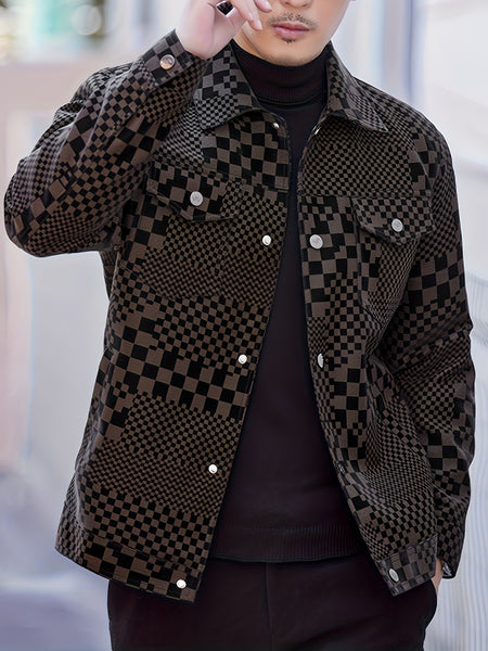 Men's Checkered Jacket with Lapel