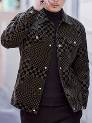 Men's Checkered Jacket with Lapel