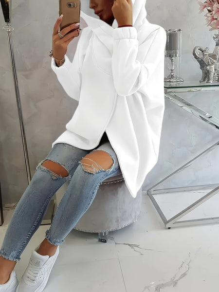 Women'S Hooded Jacket - Long Sleeve Coat with Front Zipper Closure, Lightweight Outerwear for Everyday & Formal Outfits - Spring/Fall Transitional Layering Piece, Spring Fall Clothing, Casual Style, Durable Fabric, Office Wear