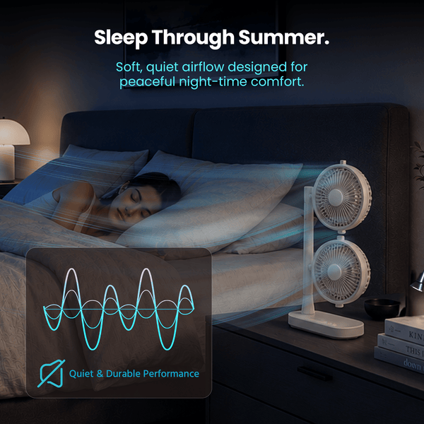 Schallen Desk Fan Double Head Fan with USB-C Power | Portable Dual Head Cooling Fan with 2 Adjustable Speeds | Table Desk Fan for Home, Office, Bedroom | Available in Black or White