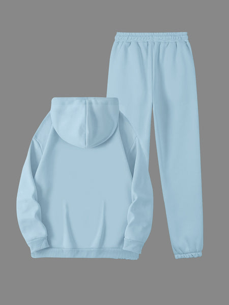 Women's Winter Casual -Lined Thickened Hooded Sweatshirt and Sweatpants Two-Piece Set
