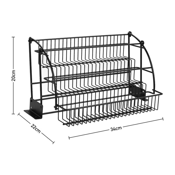 3-Tier Pull Down Spice Rack - Retractable Carbon Steel Organizer (Easy Install, Space-Saving for Kitchen Cabinet/Pantry) - Ships from Local Warehouse