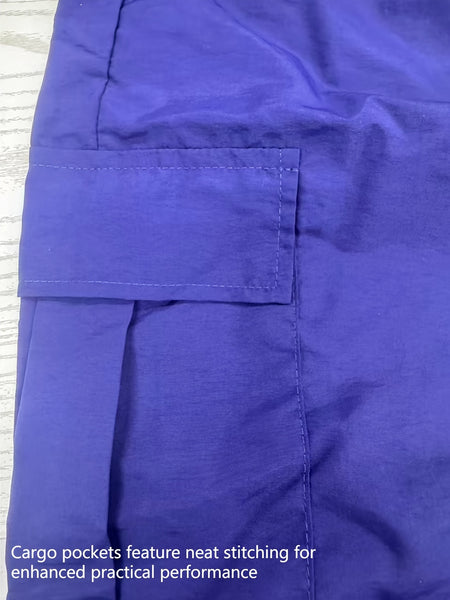 1pc Women' Elastic Waist Drawstring Cargo Shorts with Button Flap Pockets - Knee-Length Bermuda Utility Shorts Suitable for, Camping, Casual Wear, Machine Washable Multi- Shorts for Outdoor & Daily Outfits