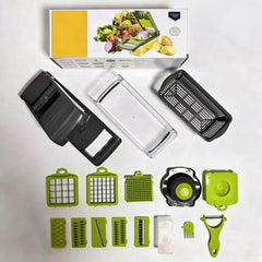 (16+1)-in-1 Fruit Vegetable Cutter Set, Portable Slicer Dicer Chopper Peeler for Home Kitchen Salad Preparation