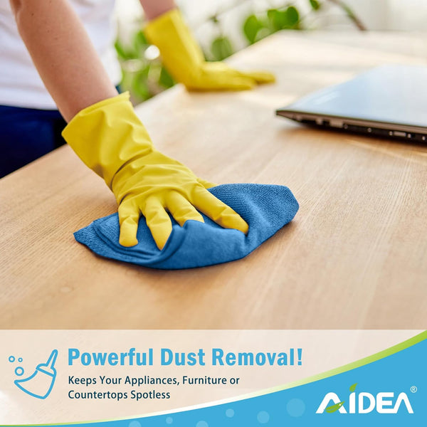AIDEA Microfibre Cloth Pack of 8, Multifunctional Reusable Cleaning Cloths, Lint Free Streak Free Washable Cloth Duster for House, Kitchen, Car, Motorbike, Windows 30 X 30 Cm