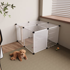 Roofed Cat Playpen System, 12/16/18 Panel Choices, Transparent Cat Enclosure with Top, Complete Kitty Condo with Top Cover, Escape-Proof Indoor Sanctuary, Top Cover Included for Small/Medium Dogs Indoor Protection & Security, Ideal for Indoor Training, Li